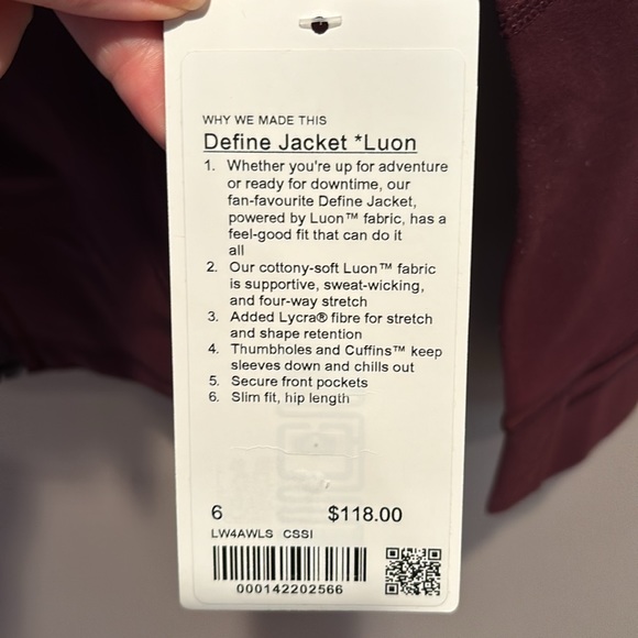 LULULEMON DEFINE JACKET *LUON in CASSIS (CSSI) SZ 4 NWT RARE! - Picture 8 of 10